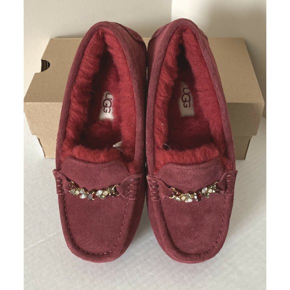 New UGG Ansley Charm Gem Women Fashion Moccasin Slippers Size 5 Kiss - Picture 3 of 7
